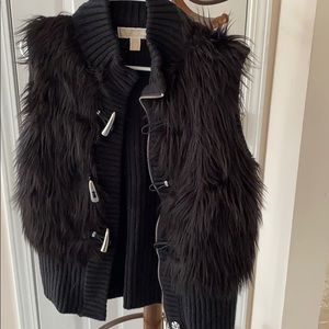 Black Michael Kors faux fur vest